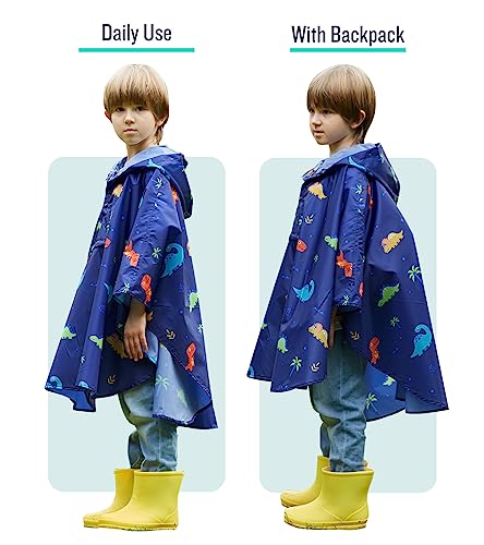 Image of SaphiRose Lightweight Kids Rain Poncho Jacket Waterproof Outwear Rain Coat