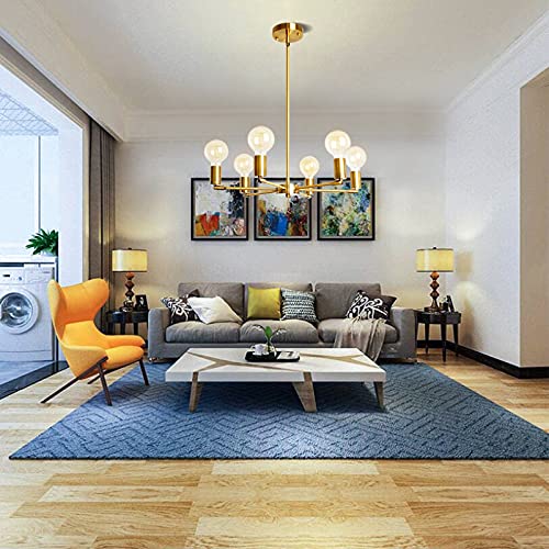 Baoden 6-Lights Fixture Modern Gold Sputnik Chandelier Brushed Brass Mid Century Pendant Light Semi Flush Mount Hanging Lamps For Dining Bedroom Kitchen Lighting #TOP2