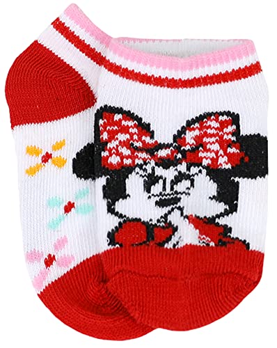 Disney Girl's Minnie Mouse 5 Pack No Show Socks (X-Small, Red)2