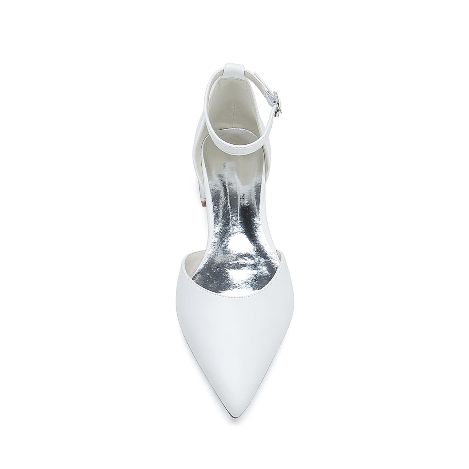 Femmes Fermées Bout Pointu Chaussures De Mariée Bride Cheville en Cuir PU Chaussures De Mariée Confort Talon Plate Ballerines