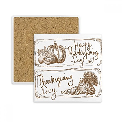 Coaster Thanksgiving gris en pierre : dessous de verre absorbant multicolore - 2