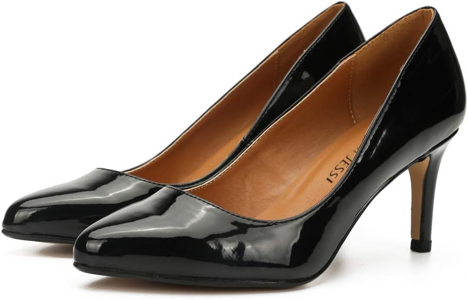 Unisex Men's Women's Classic Mid Kitten Heel Pumps - Image 3