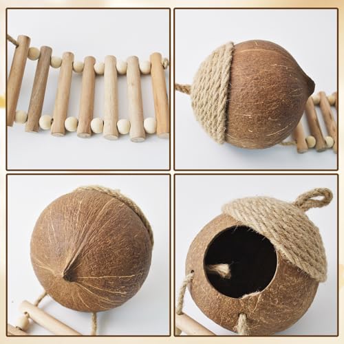 Image of 5 PCS Gecko Tank Accessories,Gecko Coconut Hide with Ladder Reptile Terrarium Plants Hammock Climbing Flexible Jungle Vine Tank Decor for Crested Gecko,Baby Bearded Dragon,Chameleon,Snake