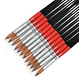 Size #10 Pointed Round Paint Brush, Pack of 12, Premium Quality Synthetic Hair for Acrylic Watercolor Oil Gouache Painting by Students, Professionals and Artists