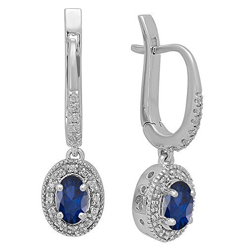 DazzlingRock Collection 14k Or blanc Ovale Bleu Saphir bleu artificiel Cover