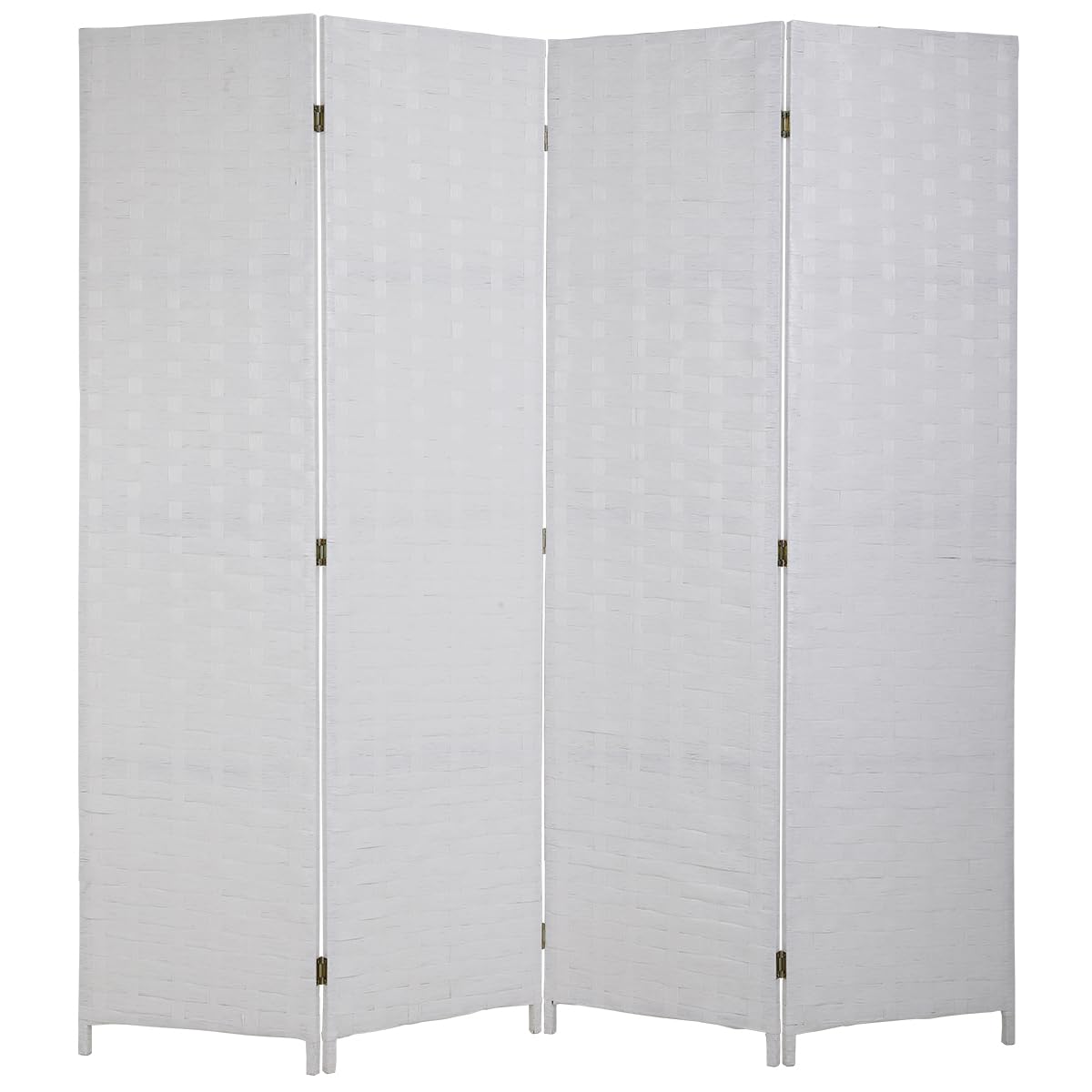 Room Dividers and Folding Privacy Screens 4 Panel 6 ft Foldable Portable Room Seperating Divider, Handwork Wood Mesh Woven Design Room Divider Wall, Room Partitions and Dividers Freestanding, White