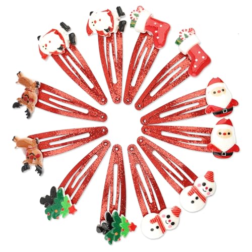 12 Stück Weihnachten Haarspangen, Weihnachts Haarschmuck...