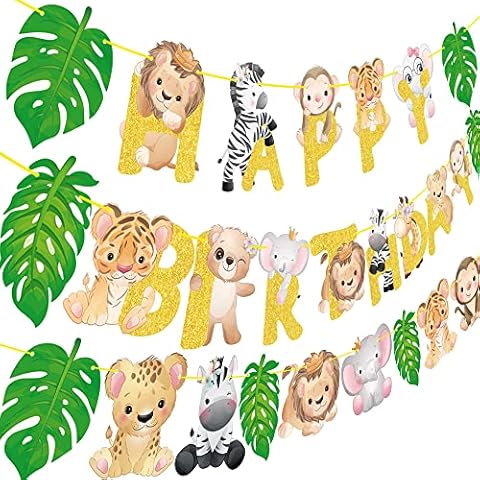 Jungle Animals Birthday Party Decorations Animals Happy Birthday Banner Animal Themed Birthday Zoo Jungle Animals Party Supplies Cover