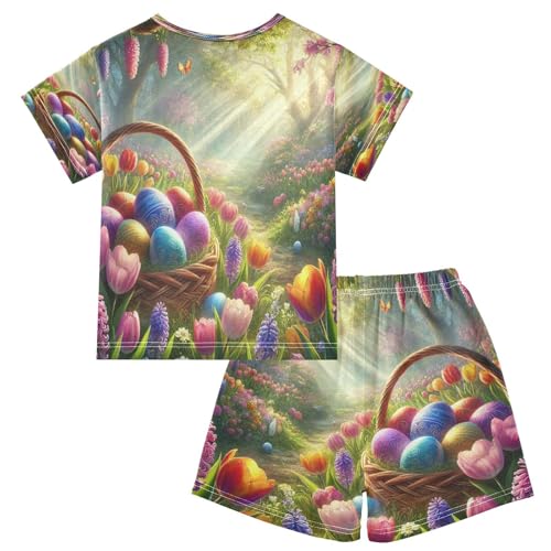 Easter Eggs Pajama Set Short Sleeve Summer Pajamas Shorts Sets PJ Clothes Set Soft 5Y2