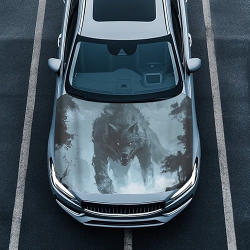 Image of Wolf Car Hood Cover All Weather Protection Automotive Exterior Accessories Universal Fit Hood Covers for Cars, Trucks, SUV, or Van Full Coverage with Elastic Band
