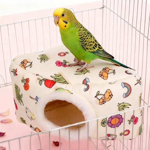 GjnjfdF Vogelnest | Warme Schlafhütte Mit Kuschelhängematte | Schlafnest - Für Nymphensittiche Und Finken Und Außenbereich Garten Terrasse Hinterhof