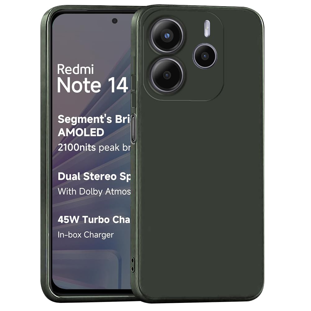 Casotec Back Cover for Mi Redmi Note 14 5G | Full Camera Protection | Premium Liquid Silicon Case | Flexible Bumper Case for Mi Redmi Note 14 5G (Military Green) Casotec Back Cover for Mi Redmi Note 14 5G | Full Camera Protection | Premium Liquid Silicon Case | Flexible Bumper Case for Mi Redmi Note 14 5G (Military Green)