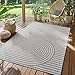 SIMPEX Outdoor Teppich Wetterfest Grau 120x170 cm, UV-beständig, ideal für Küche, Balkon, Terrasse, Garten Wohnzimmer Esszimmer, Skandinavisches Boho-Design, Pfelgeleicht