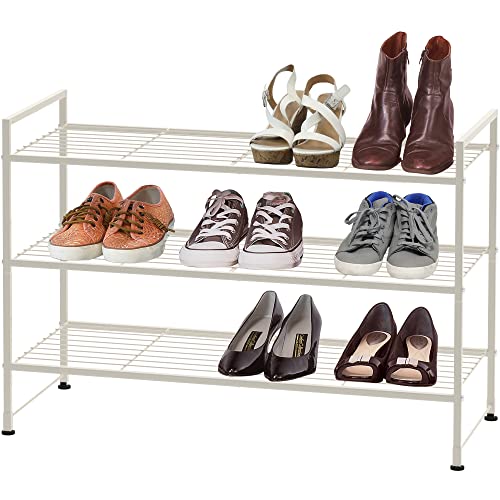Image of Simple Houseware 3-Tier Stackable Shoes Rack Storage Shelf, White