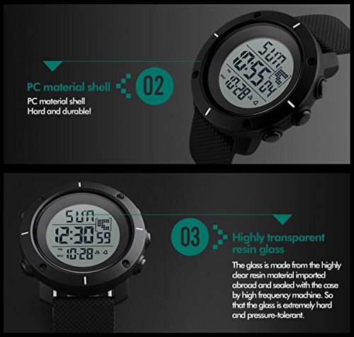 Image of Gosasa Big Face Men Digital Sports Watch Water Resistant Outdoor Easy Read Military Back Light Black Watch