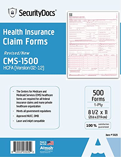 SecurityDocs-500-CMS-1500-Health-Insurance-Claim-Forms-LaserInkjet-Compatible-HCFA-Form-1500-Version-02-12-85x11-500-Forms-59211
