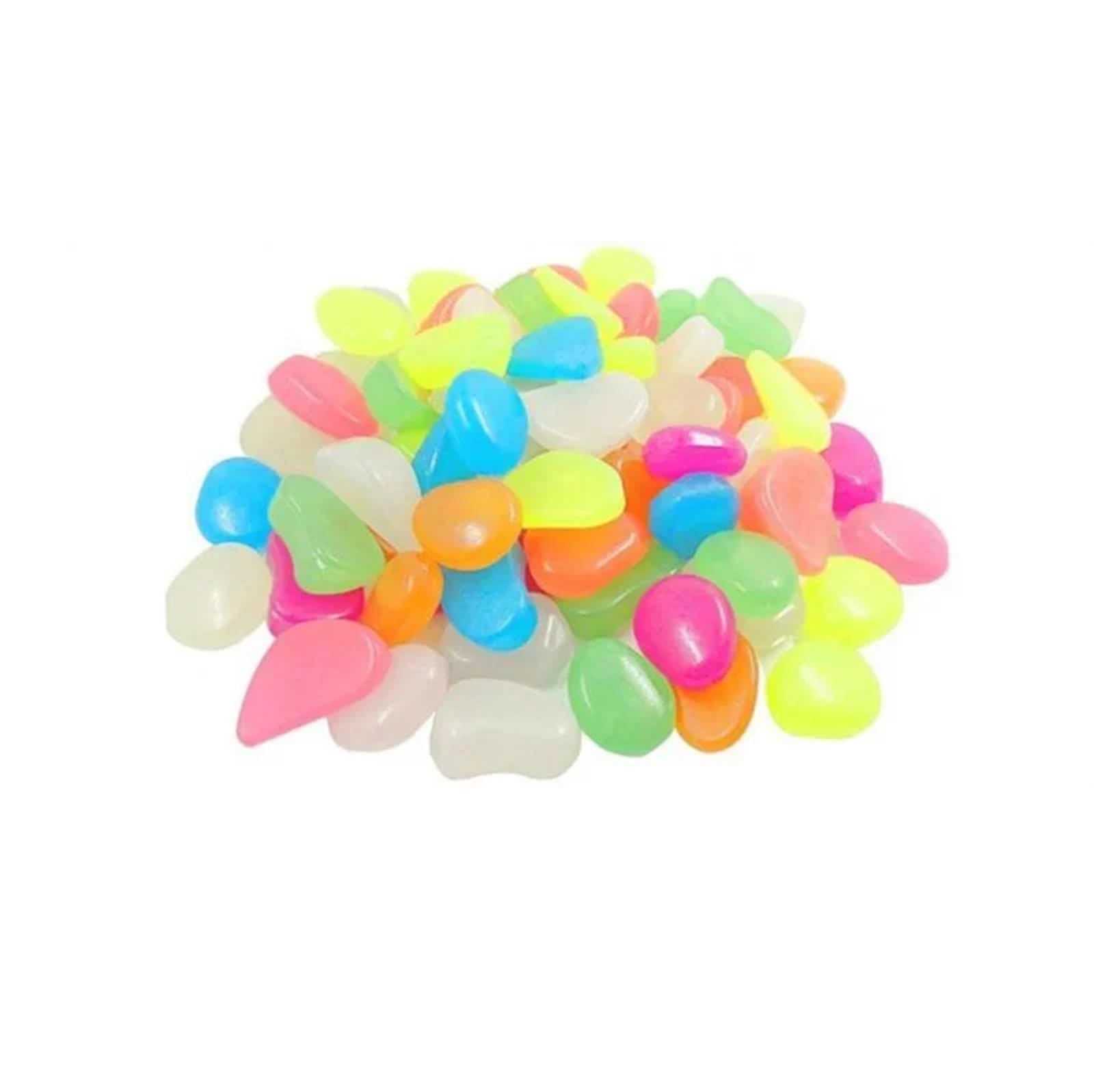 Leuchtsteine 20/30/50/100/200 stücke Aquarium Dekorative Aquarium Ornamente Steine ​​Leuchtende Kieselsteine ​​Für Garten Ornament Glow in Dark (Color : Random Colors, Size : 200pcs)
