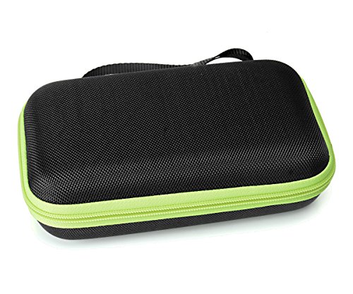 Organizer and Carrying Case for Philips Norelco OneBlade (FFP), OneBlade Face + Body, OneBlade Hybrid Electric Trimmer, Norelco QP2520/70, QP2530, QP2620, QP2630, Black with Green Zipper