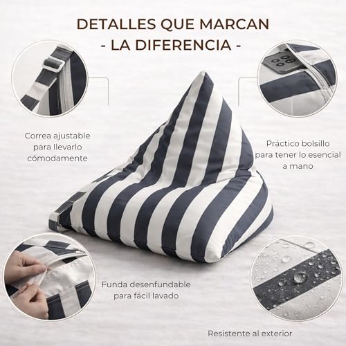 Miniatura 7 de Aiire Puff Exterior Jardín Con Relleno Incluido - Tejido Olefina Premium, Desenfundable Y Lavable - Sofá Exterior Para Playa, Terraza O Piscina - Bean Bag Chair Ligero Gris 75x65x55 Cm