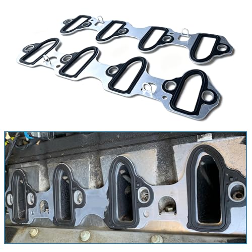Image of Intake Manifold Gasket Ms92211 Ms18007 Ms4657 Ms16340 Compatible with Tahoe 00-03 5.3l 4.8l Silverado /Sierra 01-03 6.0L Silverado /Sierra /Yukon XL /Suburban /Avalanche 1500 02 03 5.3L, Aluminum