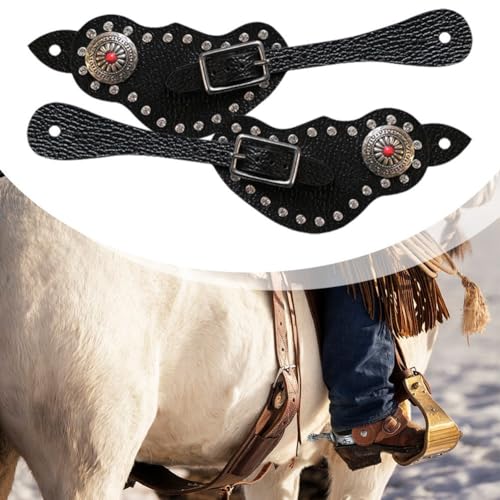 Sangles d'éperon avec boucle en acier robuste, lanières de bottes réglables de cowboy - 4