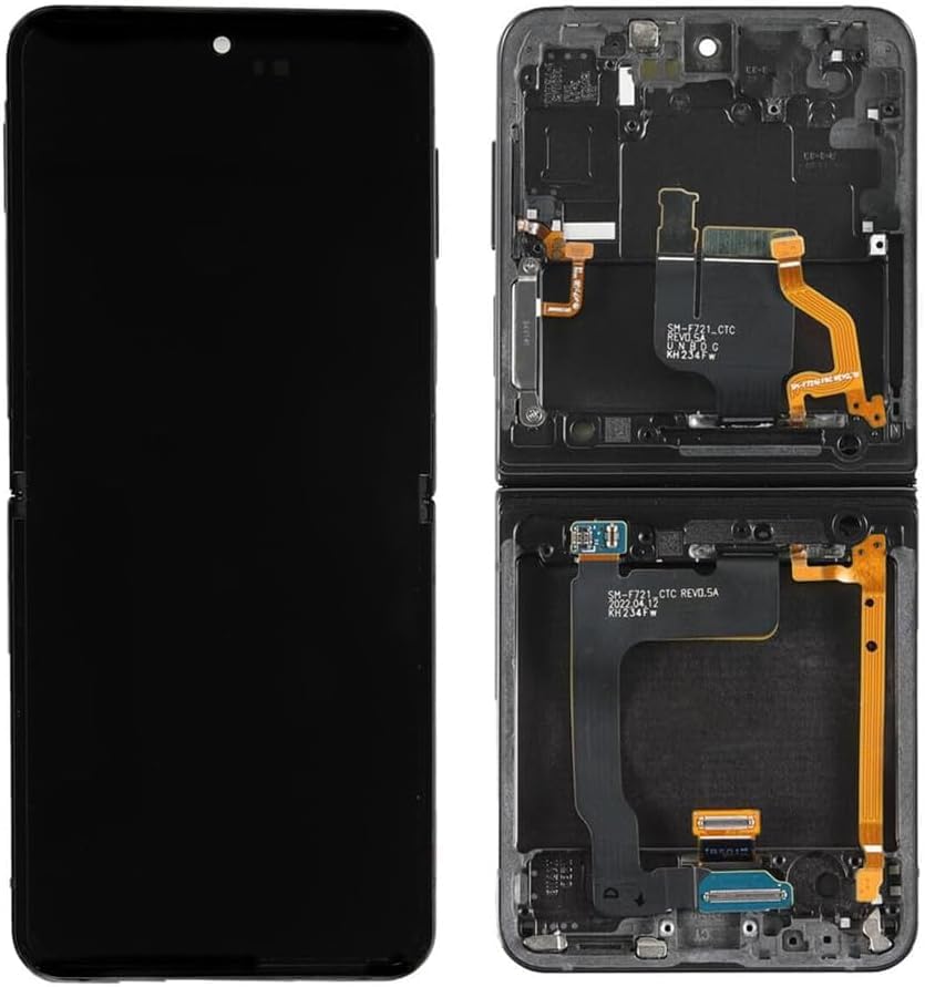 Original for Samsung Galaxy Z Flip 4 Inner Foldable Screen Replacement for Samsung Galaxy Z Flip 4 5G LCD Display SM-F721B Touch Screen Digitizer Assembly Repair Kits (With Frame) (Graphite)