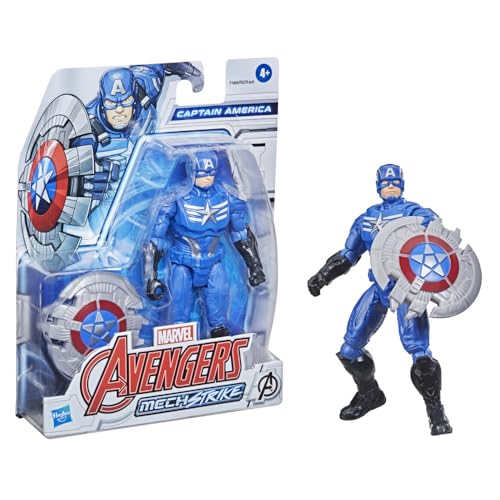 Hasbro Marvel Avengers - Figura Mech Strike del Capitán América de 15 cm con Accesorio Mech de Batalla - para niños de 4 años en adelante