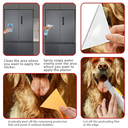Image of 14.6x32.3 Inch Trash Can Cover Golden Retriever Wearing Sunglasses Design Outdoor Garbage Bin Decoration Sticker Wrap