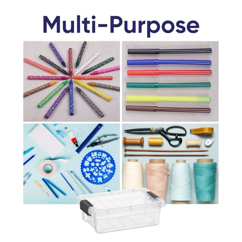 Image of Superio 0.7 Quart Mini Clear Plastic Storage Container with Lid, Stackable Small Organizer Box for Crayons, Art Supplies, Beads, Sewing, Stationery & Food Storage, 2 Pack
