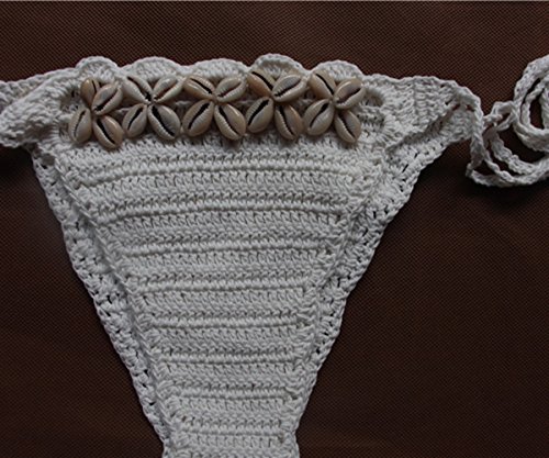 Women's Handmade Knitted Seashell Triangle Halter Bralette Cheeky Sexy Crochet Bikini Set3