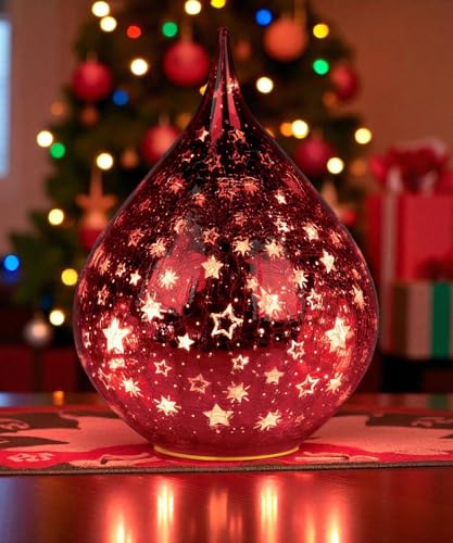 Lampe en verre craquele rouge formano veilleuse LED design goutte d'eau - 5