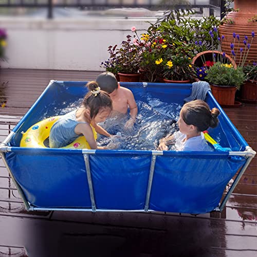 Piscina rettangolare fuori terra per bambini, adulti e cani con rubinetto, serbatoio dell'acqua acquaponica con telaio in acciaio da esterno