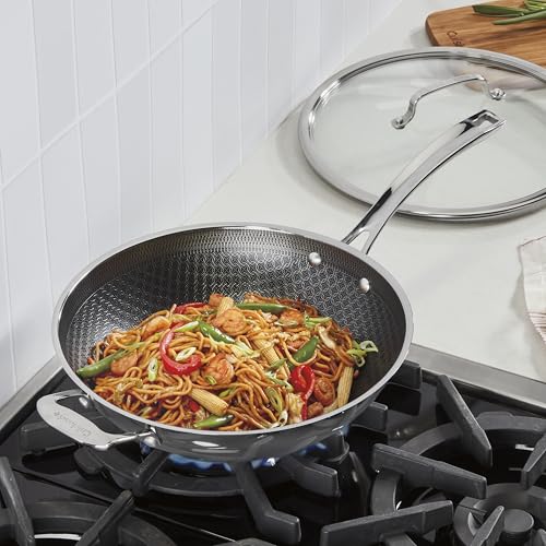 Cuisinart FusionPlus Nonstick Stainless Steel Cookware, 12-Inch Wok Pan with Cover and Helper, PFAS-Free PURELYSEAR Ceramic Technology, Scratch Proof, Cool Grip Handles, Dishwasher Safe, FPS26-30HC