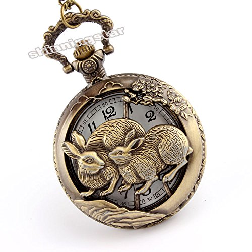 Image of Vintage Cute Animal Pocket Watch, Long Chain Sweater Pendant Necklace, for Women Men Birthday Christmas Gift