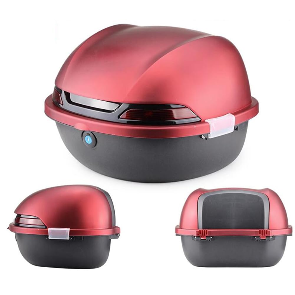 KFGISD, With Backrest And Night Warning Light Scooter Luggage Storage Trunk, for Motorcycle Scooter ,Motorcycle Top Box(Red)