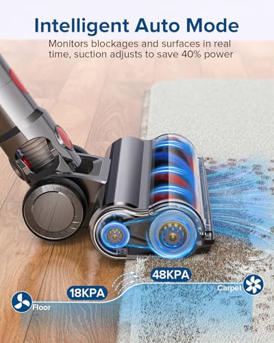 Image of REBANIC S8 Cordless Vacuum Cleaner, 600W 48Kpa 65mins Stick Vacuum Rechargeable, Wireless Lightweight Handheld Vacuum Cleaners for Home Pet Hair Carpet Hardwood Floor Car