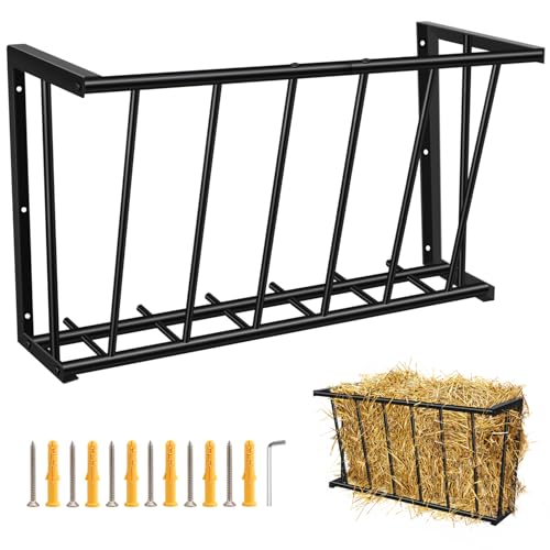Metal Wall Mount Hay Feeder 20 Long 15 Gallon Livestock Feeder for Goats Horses Cattle Indoor Outdoor Hay Rack Blanket Holder