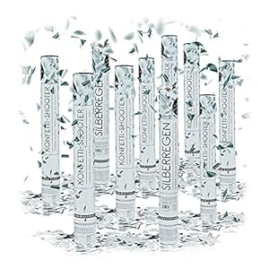 10x XL party popper 40 cm, confetti kanon, carnaval, partyshooter, decoratie voor bruiloft, 6-8m, zilver