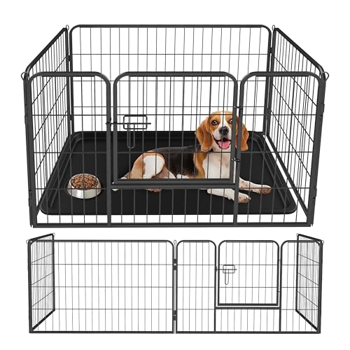 QRDA Recinto per cuccioli Recinto per cani in metallo Recinto per animali con cancello Recinto per cani pieghevole con griglia 4 pezzi