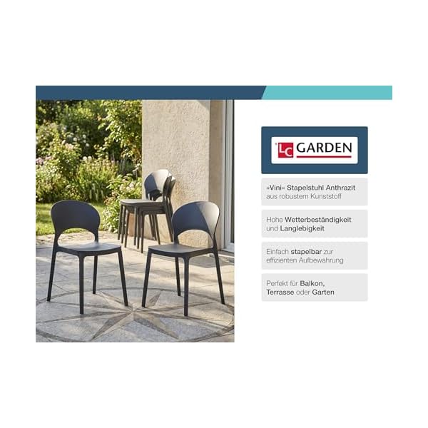 LC Garden Vini Gartenstuhl 2er-Set Anthrazit