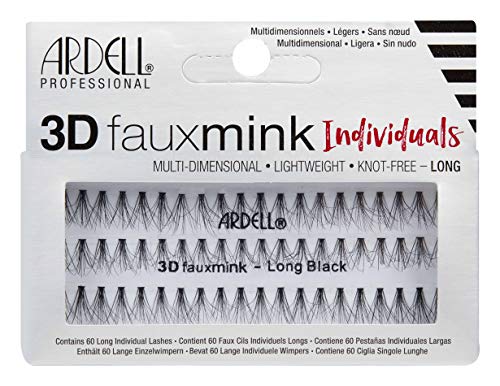 Ardell 3D Fauxmink Individual False Eyelashes, Long Length, Lightweight, 60 Lashes (Pack of 1)