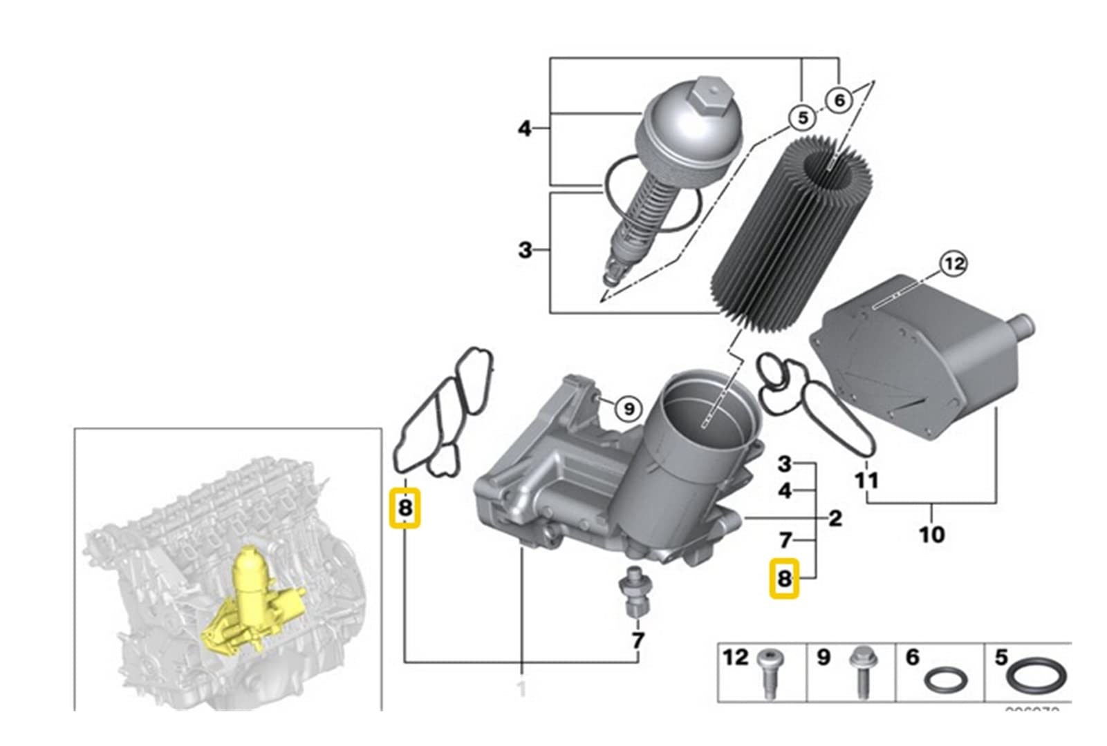 QIQIBAIHUO 1. Adjust engine oil filter housing gasket for BMW E90 