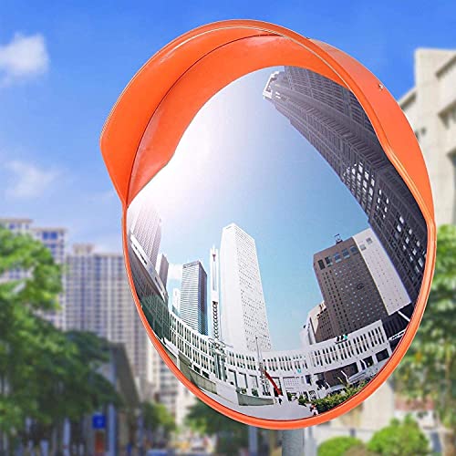 TMAOZW Espejo de Tráfico Espejo Gran Angular Espejo de Vigilancia Lente Gran Angular Convexo para Exteriores Boca Redonda de Calle Espejo de Observación Convexo Interior Reflectante/Rojo/45Cm
