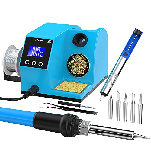 Soldering Station,60W LCD Digital Display Soldering Iron Station,with °C/°F display,Constant Temperature Control&Correction,Fast Heating Up,be Used for Applicationso Soldering and Repair