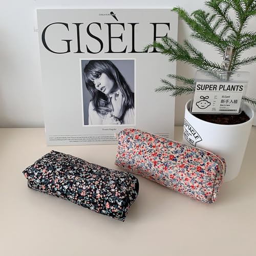 Image of Pencil Case Pen Case Office College School Storage Bag Pouch Holder Box Organizer Makeup Pouch Cosmetic Bag Aesthetic floral flower Cute Pencil Case for Girls Boys Kids (Small floral beige)