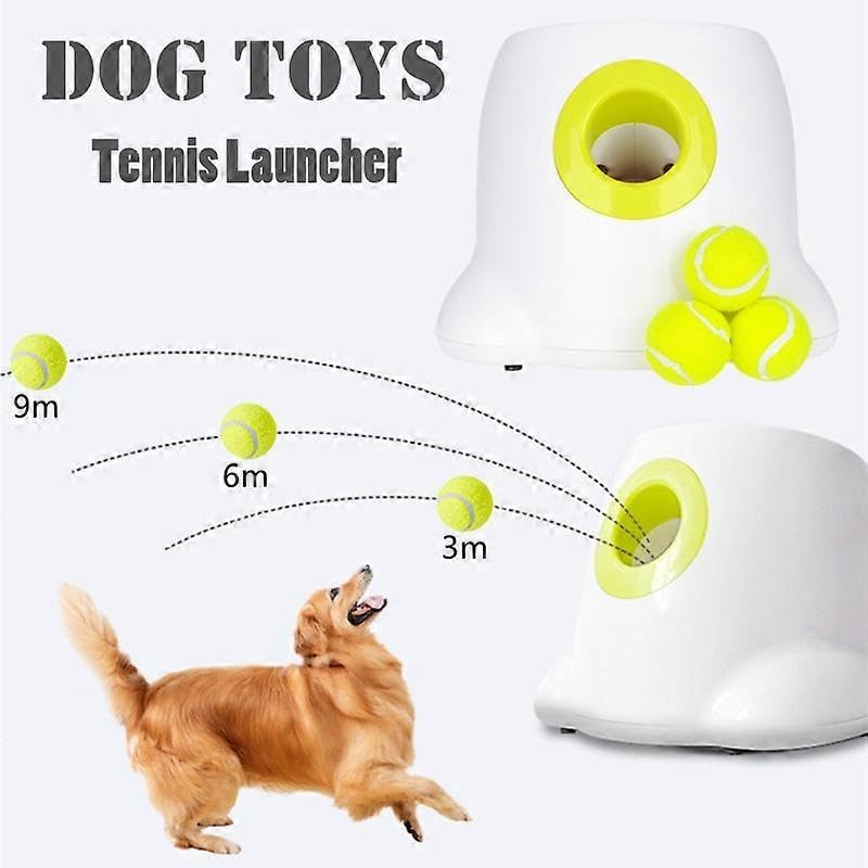 Jouet pour chien - Lanceur de tennis automatique - Appareil de lancer de balle pour animal domestique - Section 3/6/9 m - Émission avec 3 balles - Entraînement de chien