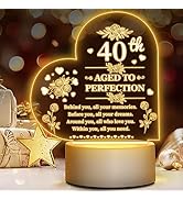Winzwon Geschenk 40. Geburtstag Frauen, Geschenke Zum 40 Geburtstag Frau, Acryl Nachtlicht Lampe,...
