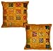 Rastogi Handicrafts - Federa per cuscino in cotone con ricami e patchwork, 41 x 41 cm, colore: giallo