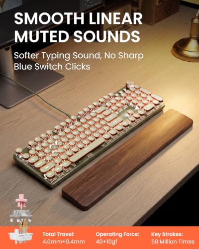 Image of EWEADN Mechanical Gaming Keyboard Typewriter Style Switch LED Backlight Media Control Button