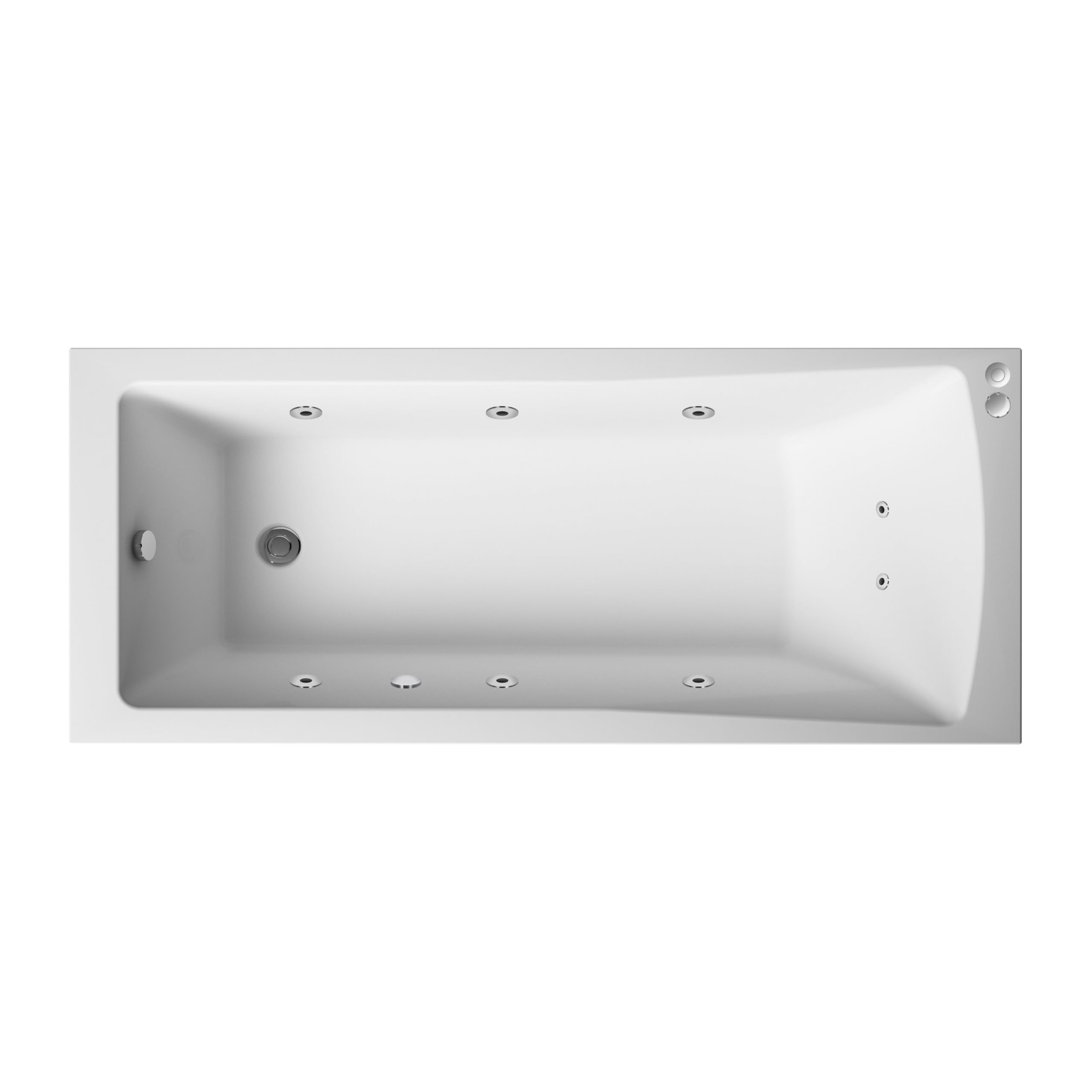 Balterley 1800 x 800mm Square Whirlpool Shower Bath with 8 Chrome Jets, Straight Single Ended Gloss White Soaking Shower Bath, Acrylic Baths for Bathrooms, Straight Square, Leg Set & Overflow (White)